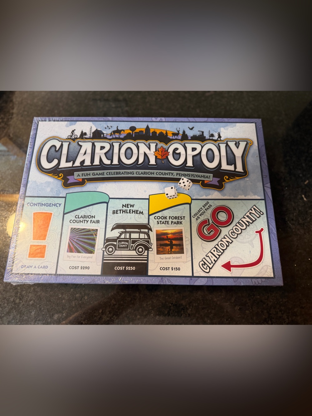Clarion-Opoly Board Game Late For The Sky Clarion County Pennsylvania Monopoly